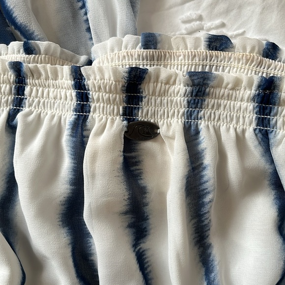 Quiksilver blue and white striped chiffon strapless dress floor length - Picture 3 of 8